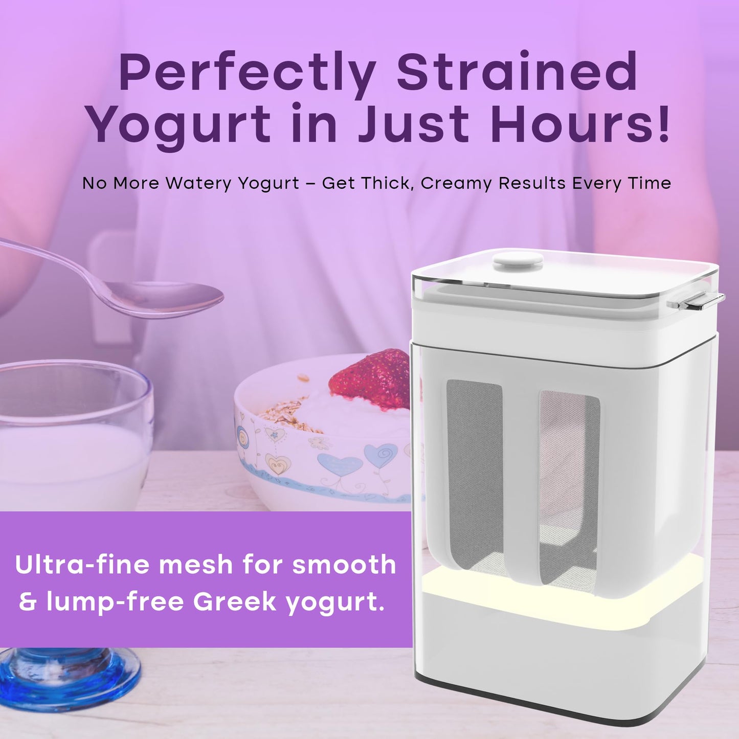 Greek Yogurt & Curd Maker – Fine Mesh Strainer with Lid for Homemade Yogurt, Paneer & Cheese (Pack of 1)