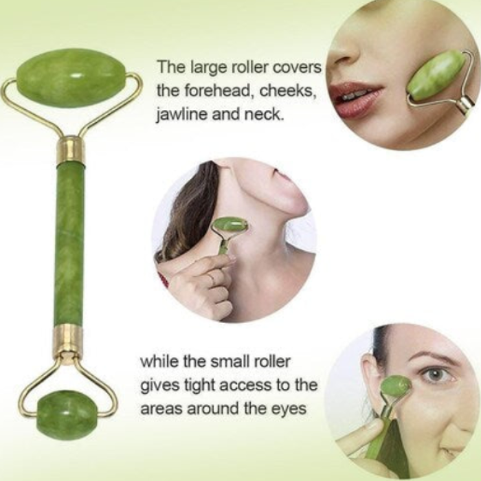 Flawless Jade Roller with Gua Sha Facial Massage Tool – Anti-Wrinkle Face Massager for Women, Ideal for Serum & Oil Application
