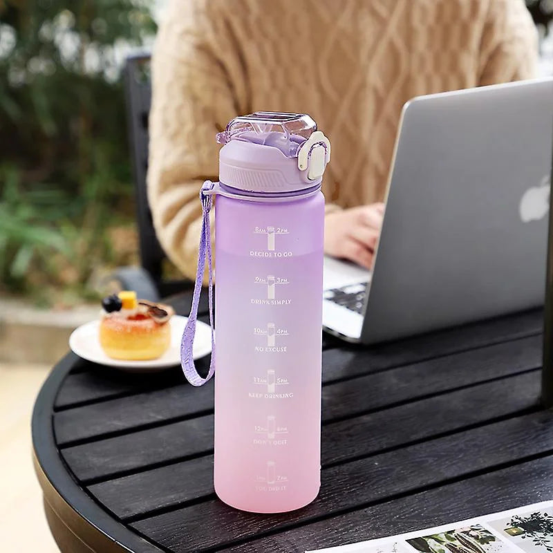 900ml Motivational Water Bottle with Straw & Time Marker – Toxin-Free Plastic Drink Bottle for Kids, Teens & Adults (Pack of 1)