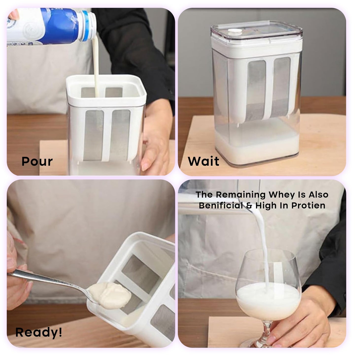 Greek Yogurt & Curd Maker – Fine Mesh Strainer with Lid for Homemade Yogurt, Paneer & Cheese (Pack of 1)