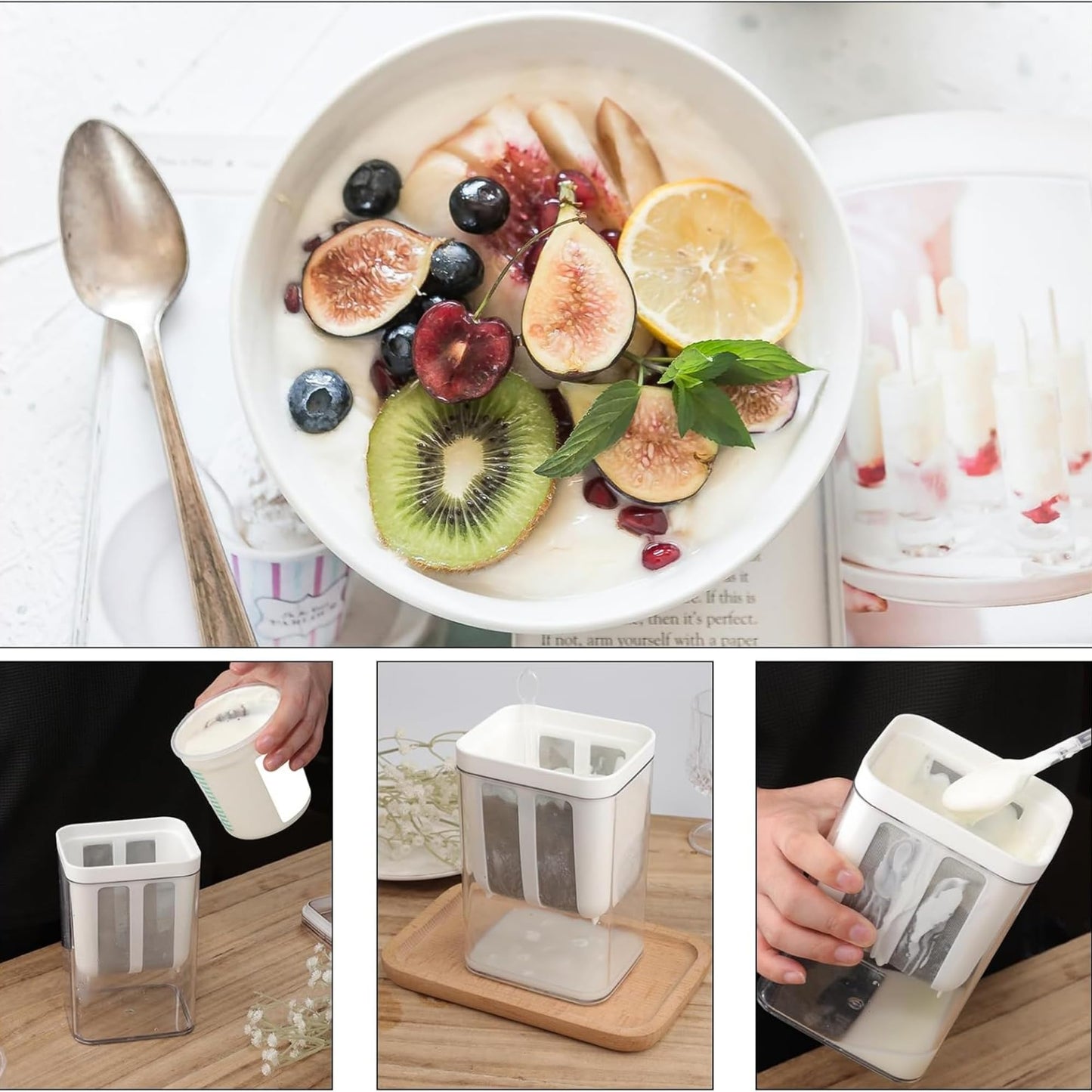 Greek Yogurt & Curd Maker – Fine Mesh Strainer with Lid for Homemade Yogurt, Paneer & Cheese (Pack of 1)