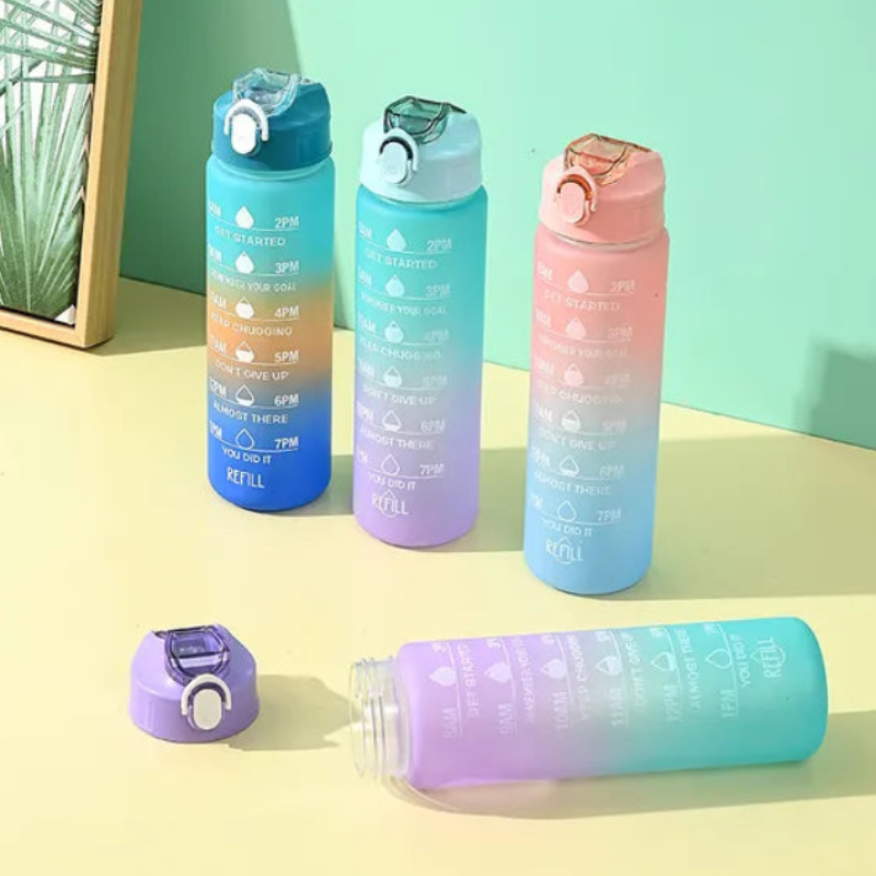 900ml Motivational Water Bottle with Straw & Time Marker – Toxin-Free Plastic Drink Bottle for Kids, Teens & Adults (Pack of 1)