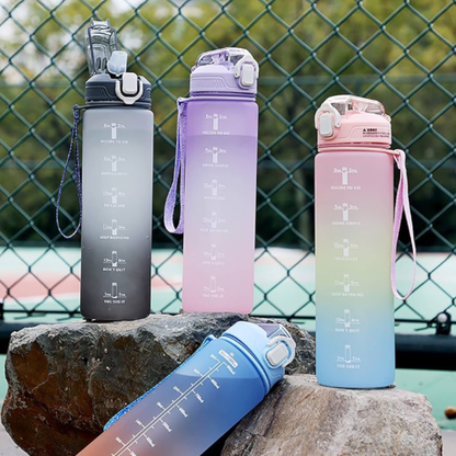900ml Motivational Water Bottle with Straw & Time Marker – Toxin-Free Plastic Drink Bottle for Kids, Teens & Adults (Pack of 1)