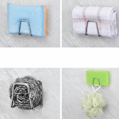 Self Adhesive Stainless Steel Kitchen Hooks –  Wall Mounted Multipurpose Hangers (Pack of 2)