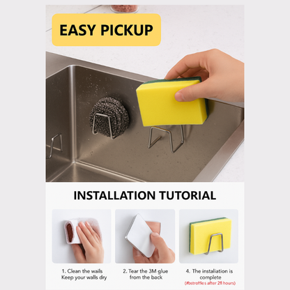 Self Adhesive Stainless Steel Kitchen Hooks –  Wall Mounted Multipurpose Hangers (Pack of 2)