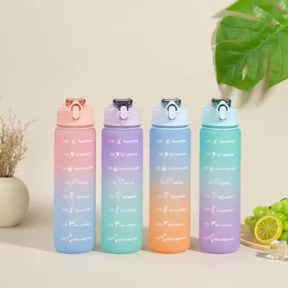 900ml Motivational Water Bottle with Straw & Time Marker – Toxin-Free Plastic Drink Bottle for Kids, Teens & Adults (Pack of 1)