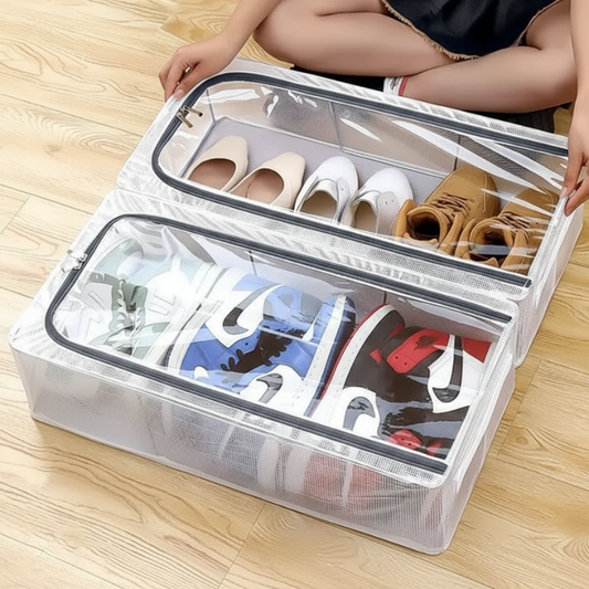 Clear Foldable Shoe Bag – Transparent Dustproof Shoe Storage Box, Space-Saving Sneaker Organizer (Pack of 1)