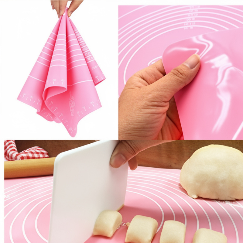 Silicone Baking Sheet & Fondant Rolling Mat – Large Non-Stick, Heat-Resistant Mat for Roti, Chapati, Dough & Cake Rolling (Random color-Pack of 1)