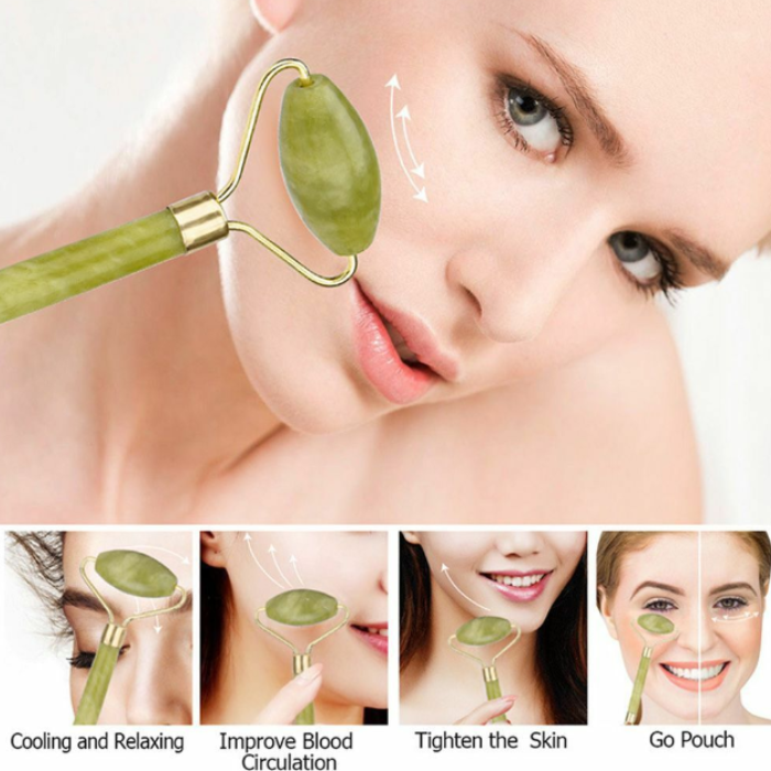 Flawless Jade Roller with Gua Sha Facial Massage Tool – Anti-Wrinkle Face Massager for Women, Ideal for Serum & Oil Application