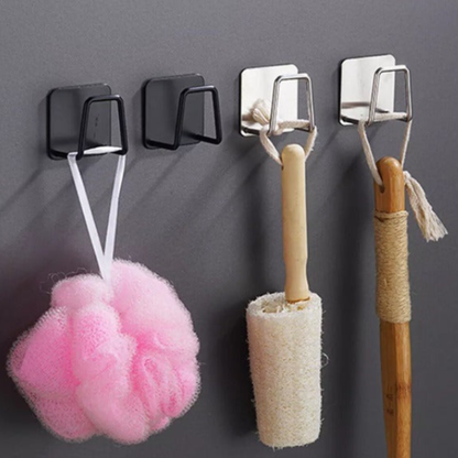 Self Adhesive Stainless Steel Kitchen Hooks –  Wall Mounted Multipurpose Hangers (Pack of 2)