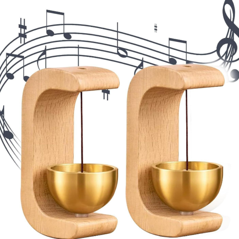 Japanese Style Musical Magnetic Wooden Doorbell – Brass Bell Door Chime for Shops, Homes & Office Doors