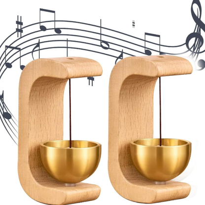 Japanese Style Musical Magnetic Wooden Doorbell – Brass Bell Door Chime for Shops, Homes & Office Doors