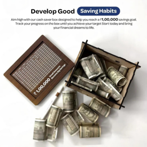 DIY Wooden Piggy Bank – Carved Coin Box for Kids & Adults, Money Saver, Donation & Savings Box (Pack of 1)