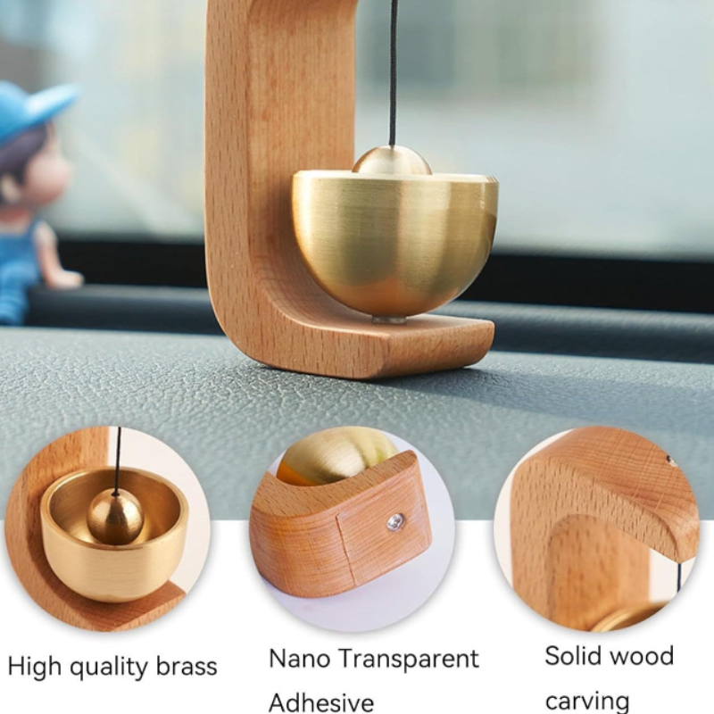 Japanese Style Musical Magnetic Wooden Doorbell – Brass Bell Door Chime for Shops, Homes & Office Doors