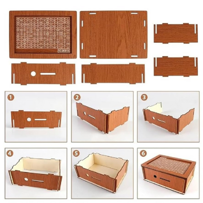 DIY Wooden Piggy Bank – Carved Coin Box for Kids & Adults, Money Saver, Donation & Savings Box (Pack of 1)